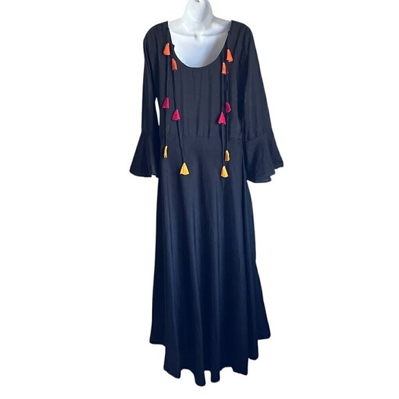 NWOT Black Rayon Kurta with Pearl and Tassel Details - Size M - Picture 8 of 12